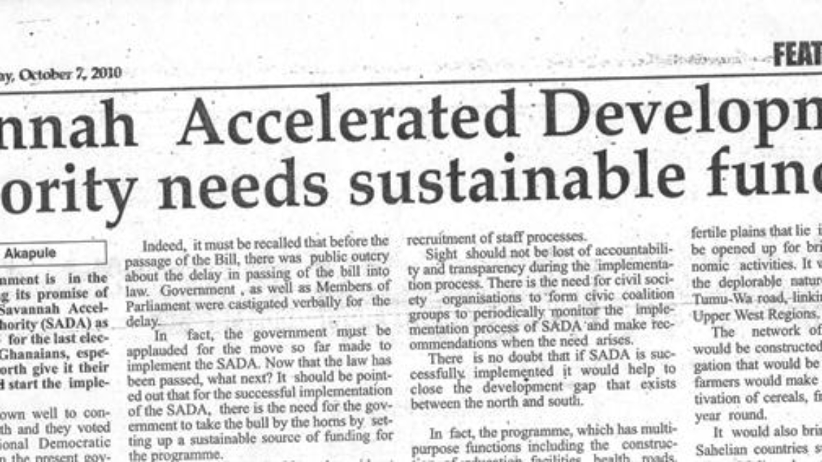 SADA needs sustainable funds